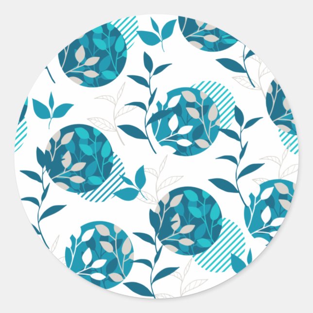 Sticker Rond Feuillage vert printemps et Motif moderne Feuille (Devant)