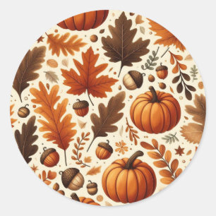 Sticker Rond feuille/citrouille/cavernes Automne