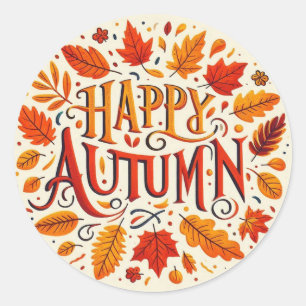 Sticker Rond feuille classique et automne heureux
