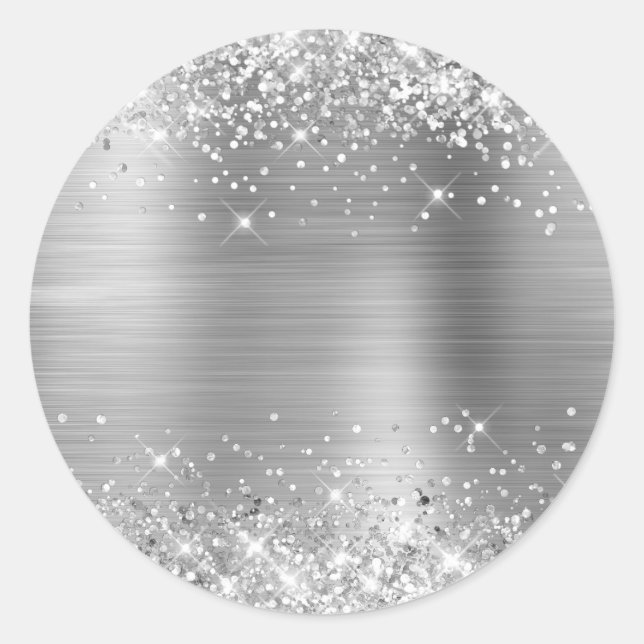 Sticker Rond Feuille d'argent Brillante Vierge (Devant)