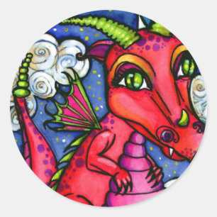 Sticker Rond Feuille d'autocollant animal mou de Dragon Bébé Ro