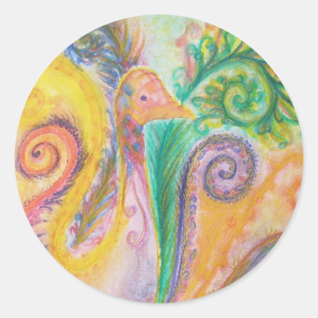 Sticker Rond Feuille d'autocollant avec coloré Tourbillonnant B (Devant)