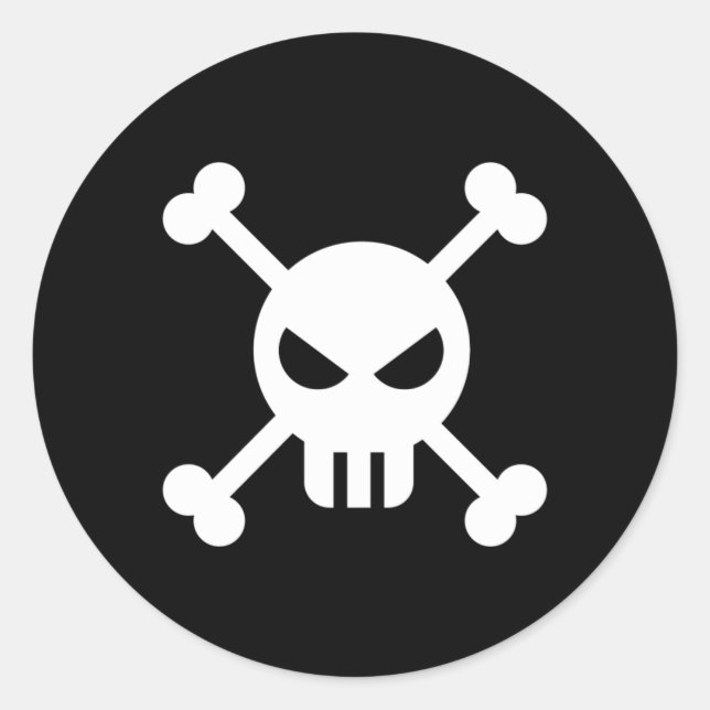 Sticker Rond Feuille d'autocollant crâne et os croisés (Devant)
