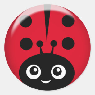 Sticker Rond feuille d'autocollant de coccinelle
