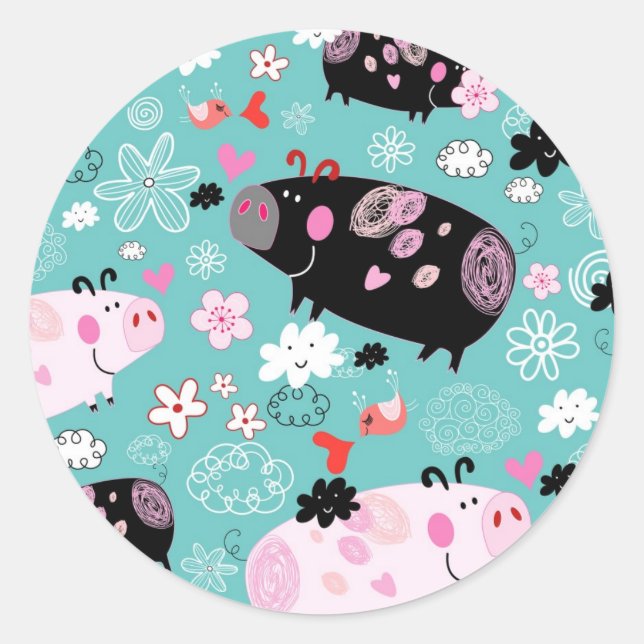 Sticker Rond Feuille d'autocollant de Piggies parfaites (Devant)