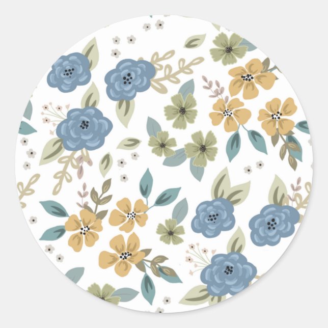 Sticker Rond Feuille d'autocollant floral Moody Blues (Devant)