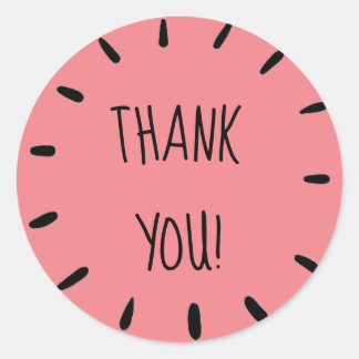Sticker Rond Feuille d'autocollant "Merci" rose pâle