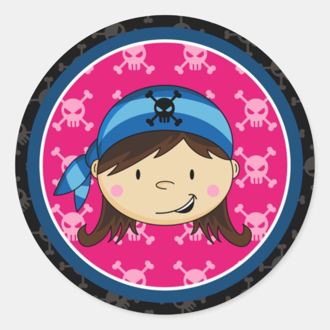 Sticker Rond Feuille d'autocollant pour fille pirate Crewman (Devant)