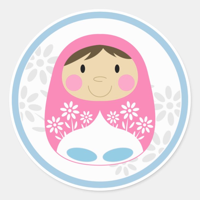 Sticker Rond Feuille d'autocollant rose pâle russe (Devant)