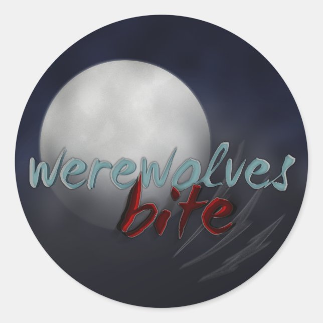 Sticker Rond Feuille d'autocollant "Werewolves Bite" (Devant)