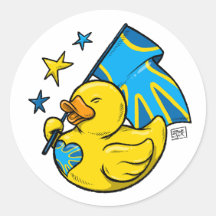 Feuille d'autocollants Canard avec drapeau Deaf
