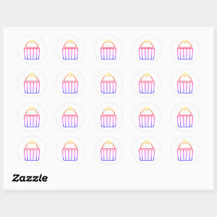 Sticker Rond Feuille d'autocollants de cupcake à dégradé coloré