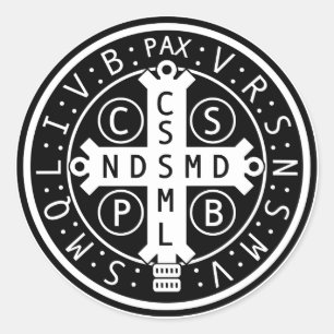 Sticker Rond Feuille d'autocollants de médaille de St Benoît