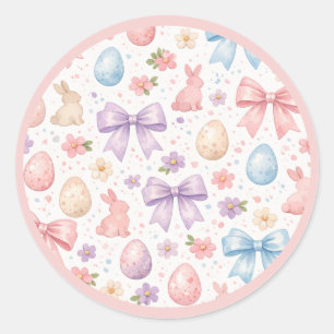 Sticker Rond Feuille d'autocollants de Pâques Lapin Coquette & 