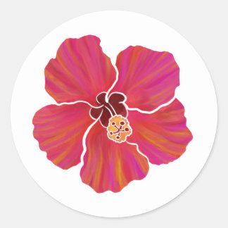 Sticker Rond Feuille d'autocollants d'Hibiscus vibrants pour la