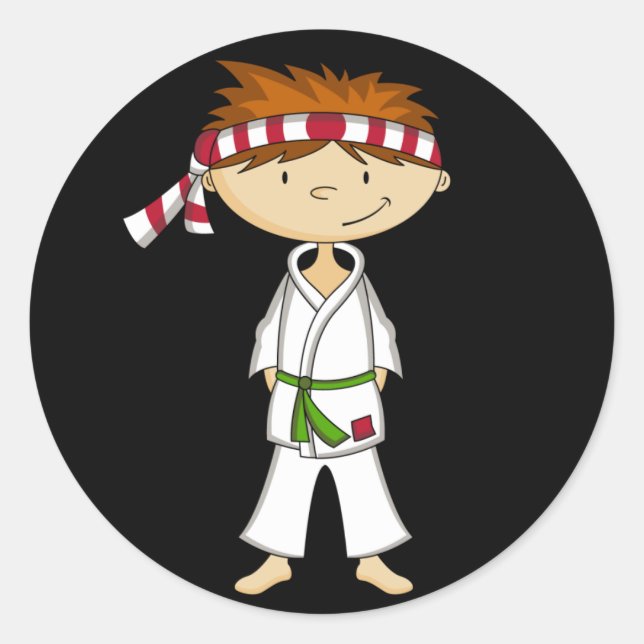 Sticker Rond Feuille d'autocollants Karate Boy (Devant)