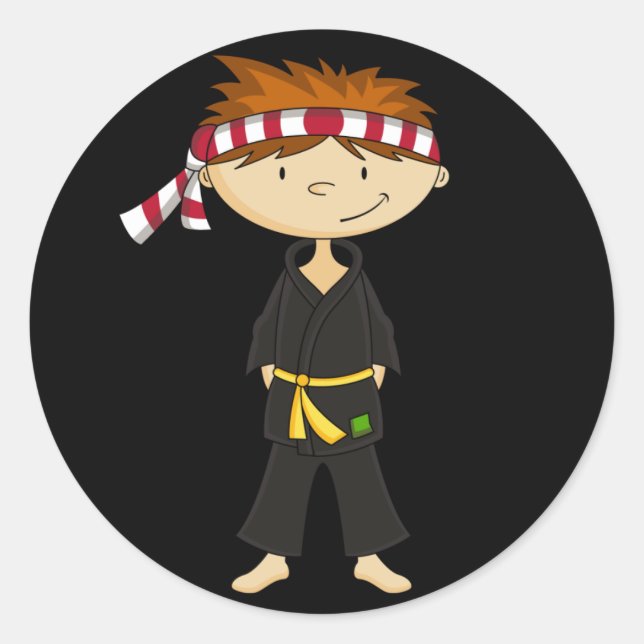 Sticker Rond Feuille d'autocollants Karate Boy (Devant)