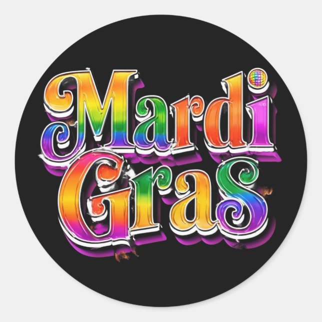 Sticker Rond feuille d'autocollants mardi gras (Devant)