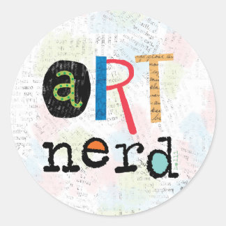 Sticker Rond Feuille d'autocollants Nerd d'art