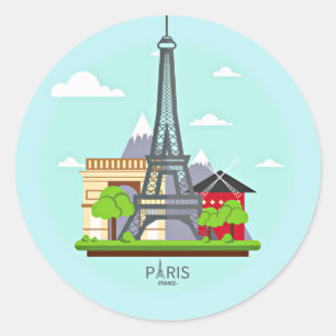 Sticker Rond Feuille d'autocollants Paris, France
