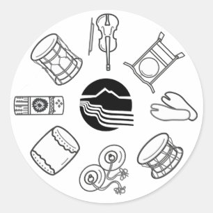 Sticker Rond Feuille d'autocollants Portland Taiko Line Art