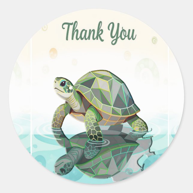 Sticker Rond Feuille d'autocollants ronds de tortue Merci (Devant)