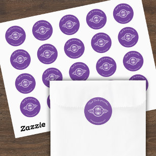 Sticker Rond Feuille d'autocollants ronds violets Logo / Merci