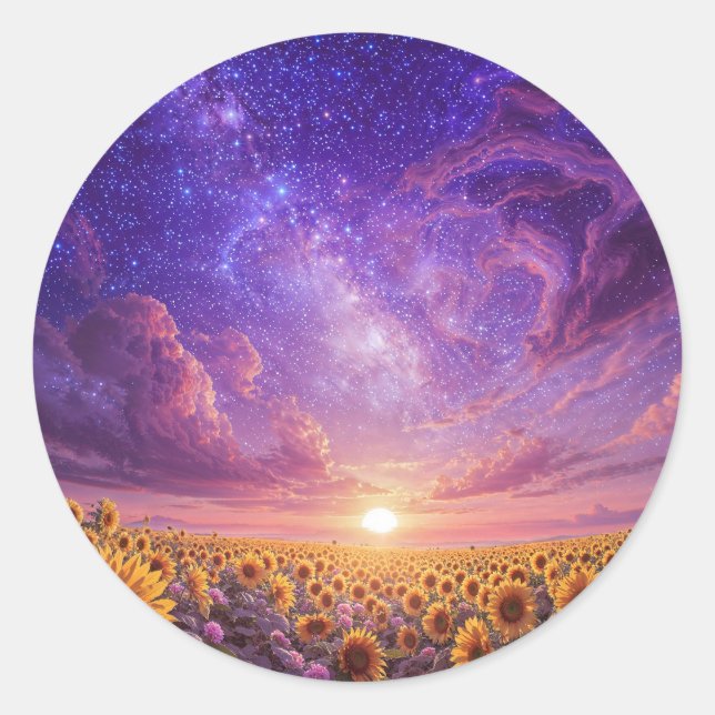 Sticker Rond Feuille d'autocollants Tournesol Céleste (Devant)