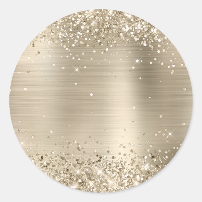 Sticker Rond Feuille de Champagne Pailletée Vierge (Devant)