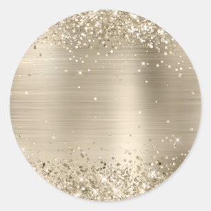 Sticker Rond Feuille de Champagne Pailletée Vierge