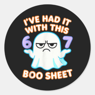 Sticker Rond Feuille de costume d'Halloween 67 Boo 6 7 Mème Six
