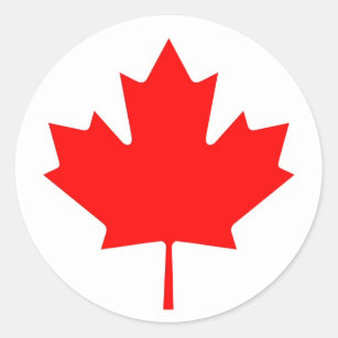 Sticker Rond Feuille de drapeau canadien
