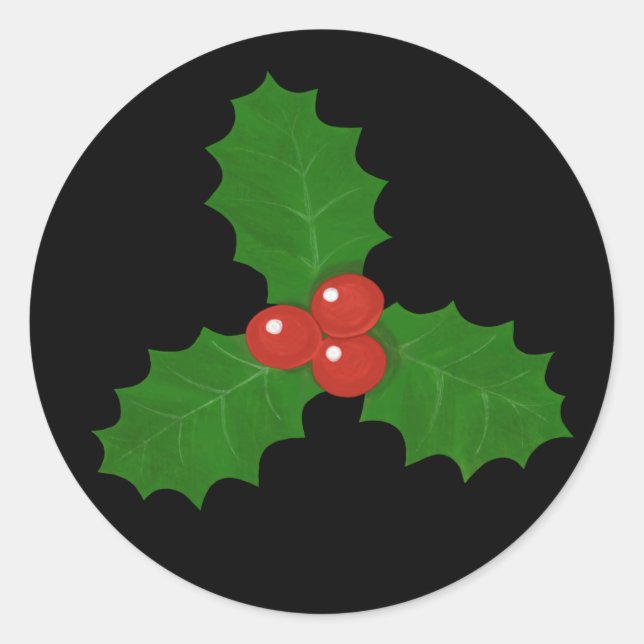 Sticker Rond Feuille de houx (Devant)