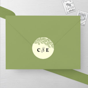 Sticker Rond Feuille de ligne artistique Mariage