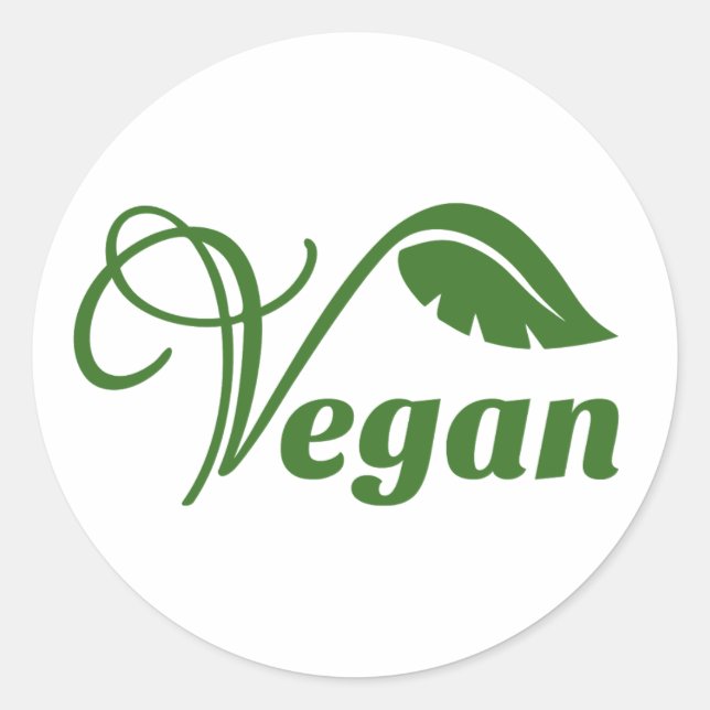 Sticker Rond Feuille de logo Vegan (Devant)
