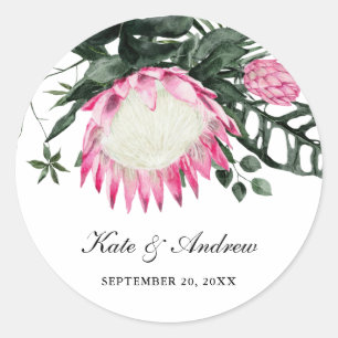 Sticker Rond Feuille de monstère tropicale   Mariage floral Pro