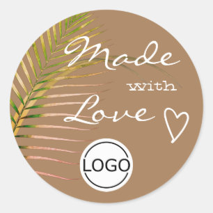 Sticker Rond Feuille de palmier Brown faite avec Modèle de logo