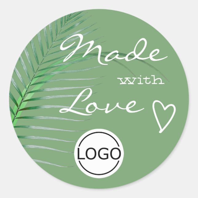 Sticker Rond Feuille de palmier vert faite avec Modèle de logo  (Devant)