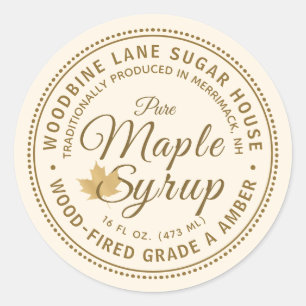 Sticker Rond Feuille d'érable au sirop de bois