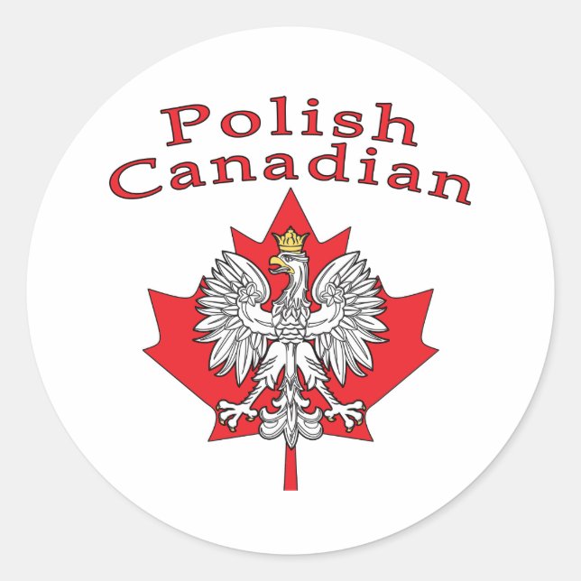 Sticker Rond Feuille d'érable avec Canadien Polonais (Devant)