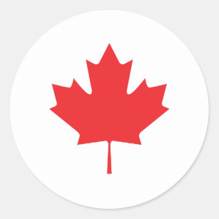 Sticker Rond Feuille d'érable canadienne