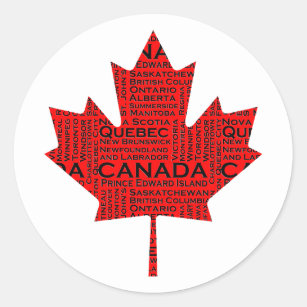 Sticker Rond Feuille d'érable canadienne avec texte