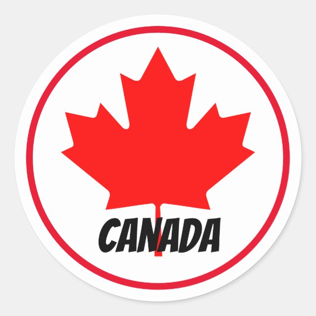 Sticker Rond Feuille d'érable canadienne brillante Canada Jour  (Devant)