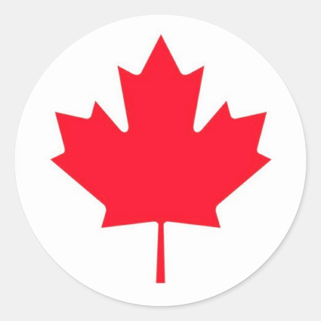Sticker Rond Feuille d'érable canadienne. CANADA. (Devant)
