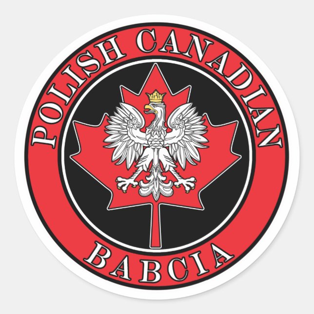 Sticker Rond Feuille d'érable canadienne de Pologne Babcia (Devant)