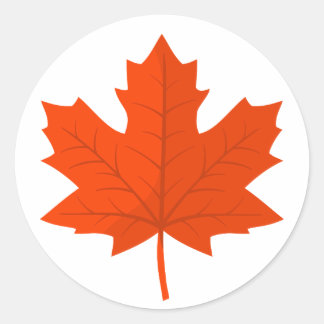 Sticker Rond Feuille d'érable canadienne orange