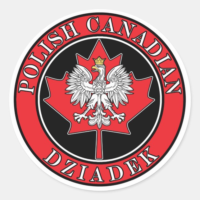 Sticker Rond Feuille d'érable canadienne polonaise Dziadek (Devant)