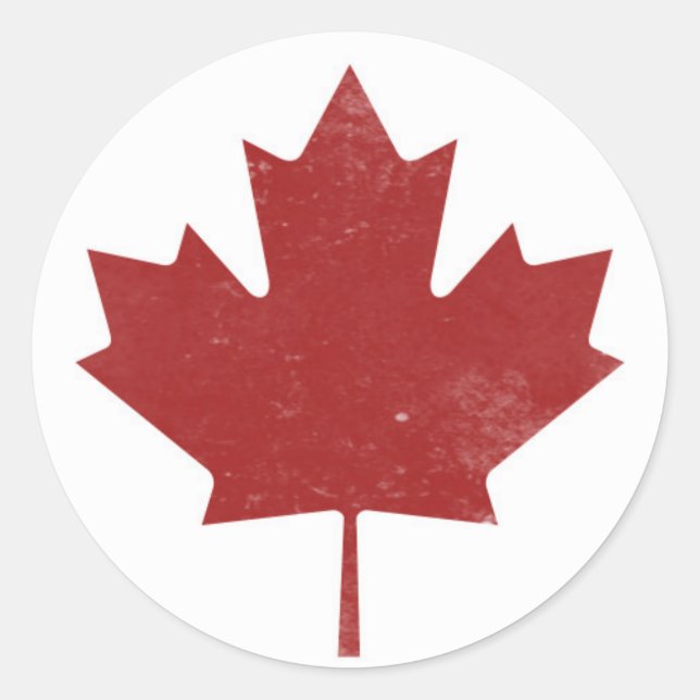 Sticker Rond Feuille d'érable canadienne robuste (Devant)