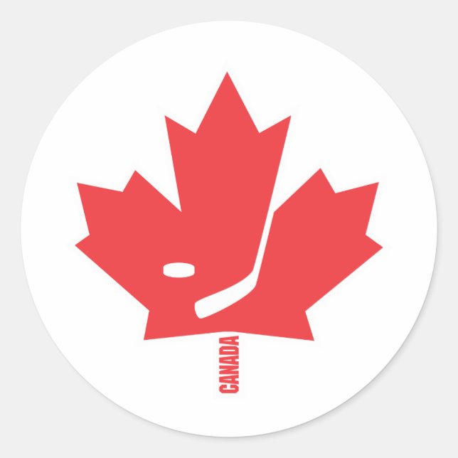 Sticker Rond Feuille d'érable de hockey du Canada (Devant)