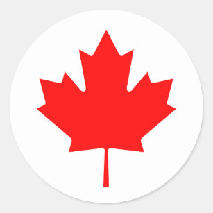 Sticker Rond Feuille d'érable rouge du Canada